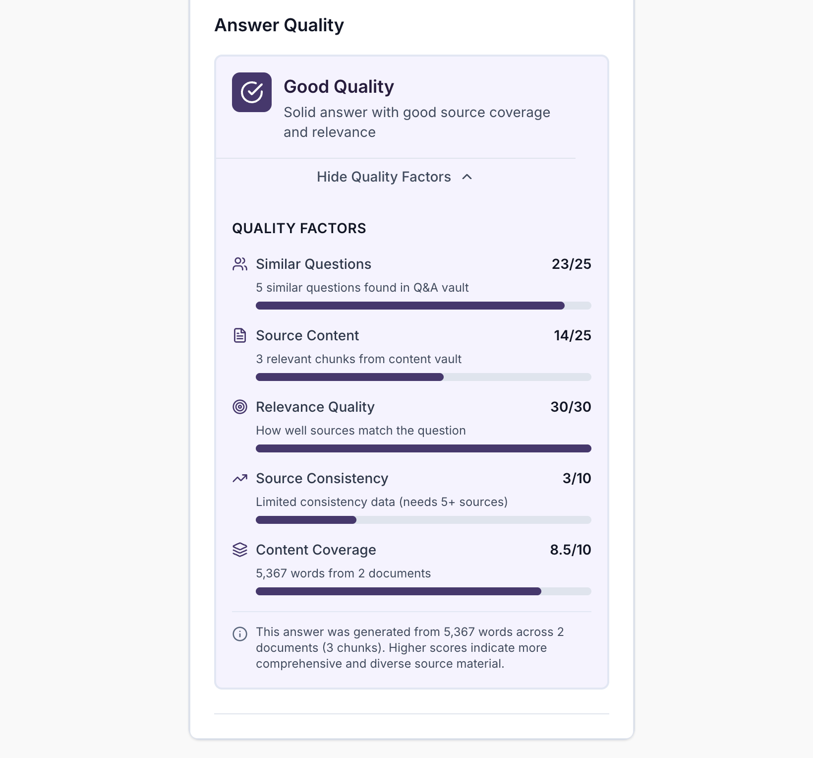 Built-in Quality Scoring